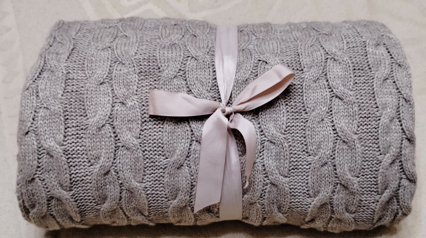 плед вязаный косы  SOFT 200х200