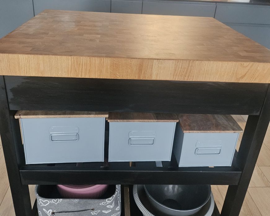 Wyspa kuchenna czarny/dąb 79 x 62,5 x 90