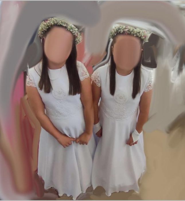 Sukienki komunijne dla bliźniaczek. Dwie sukienki . Komunia