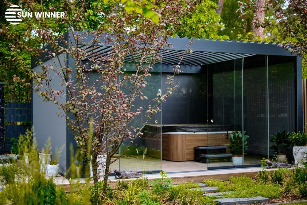 Pergola tarasowa lamelowa