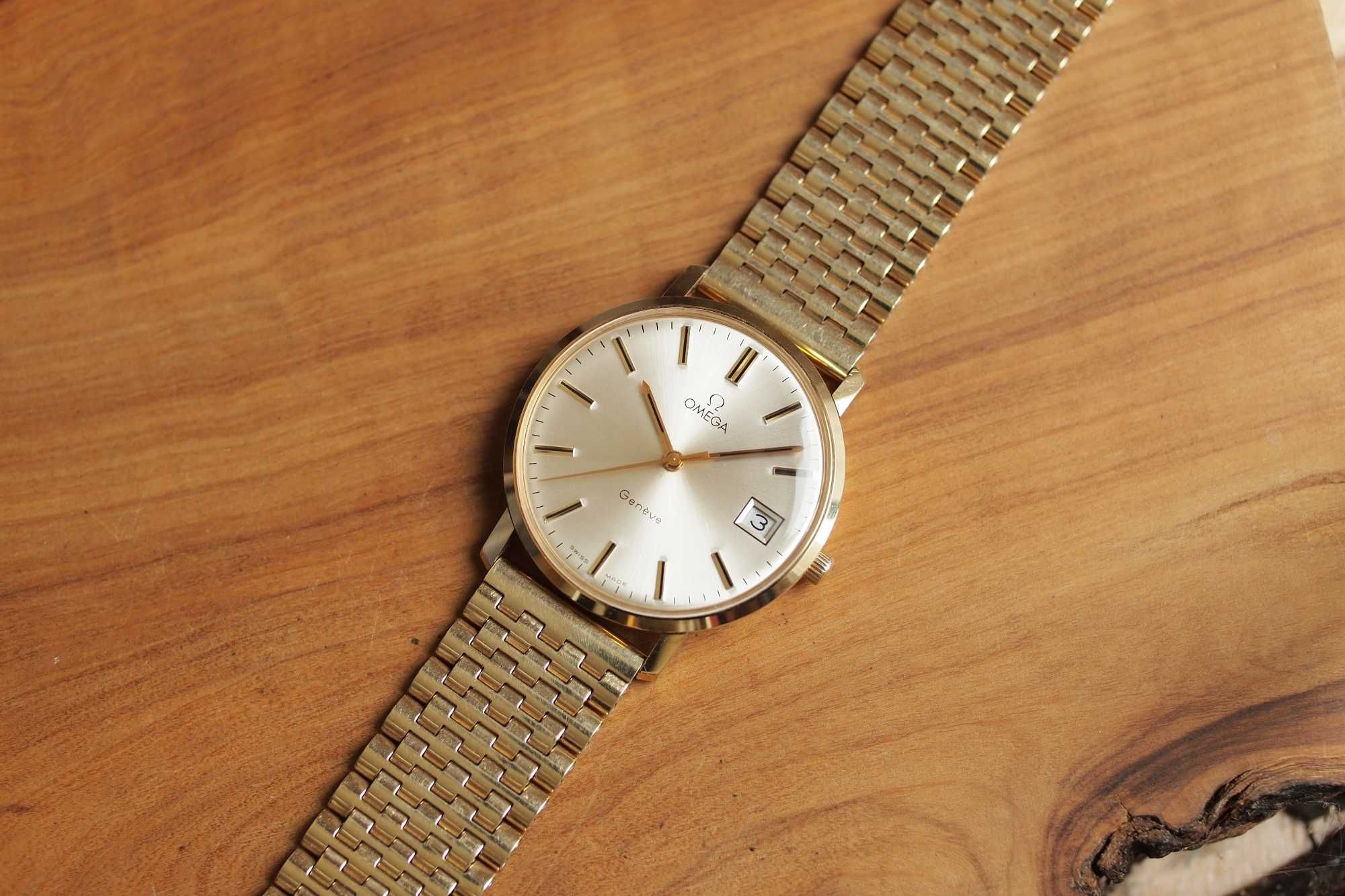 złota Omega Geneve - złoto 14k - idealny stan - 1972 rok