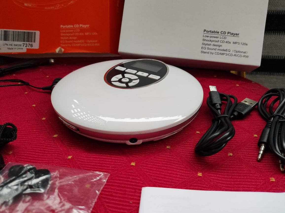 Dyskmen biały Discman Walkman odtwarzacz przenośny słuchawki CD Player