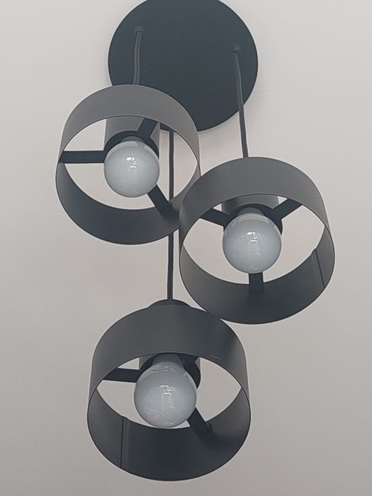 Lampa sufitowa wisząca potrójna metalowa czarna