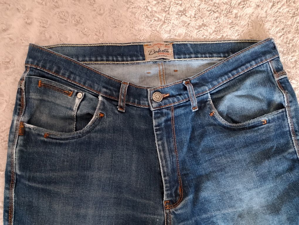 Spodnie 32 L męskie chłopięce z przetarciami Dakota jeansy