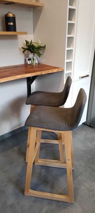 Hokery krzesła wysokie tkanina drewno