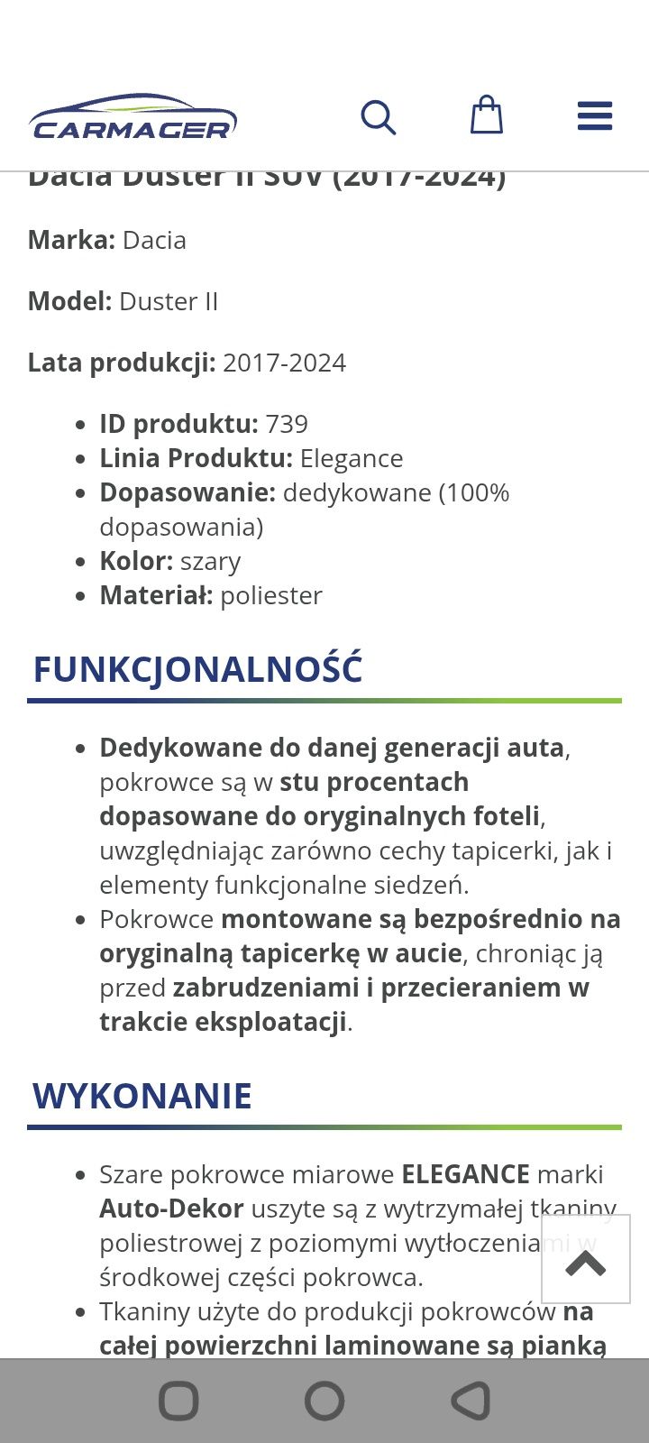 Pokrowce Dacia duster II