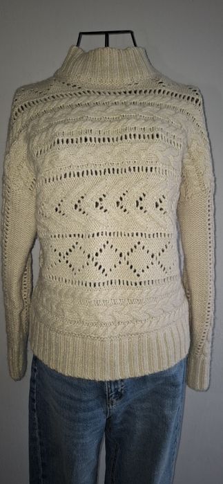 Beżowy ażurowy damski idealny jesień zima piekny golf pół golf Reserve