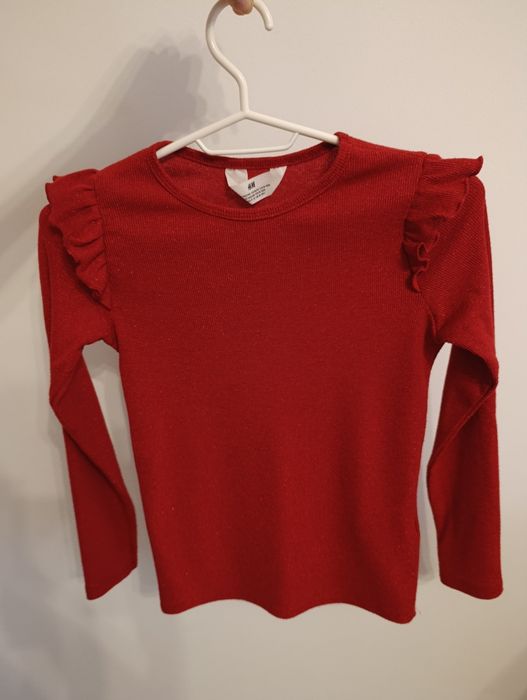 Czerwona bluzka h&m 134/140 święta mikołajki