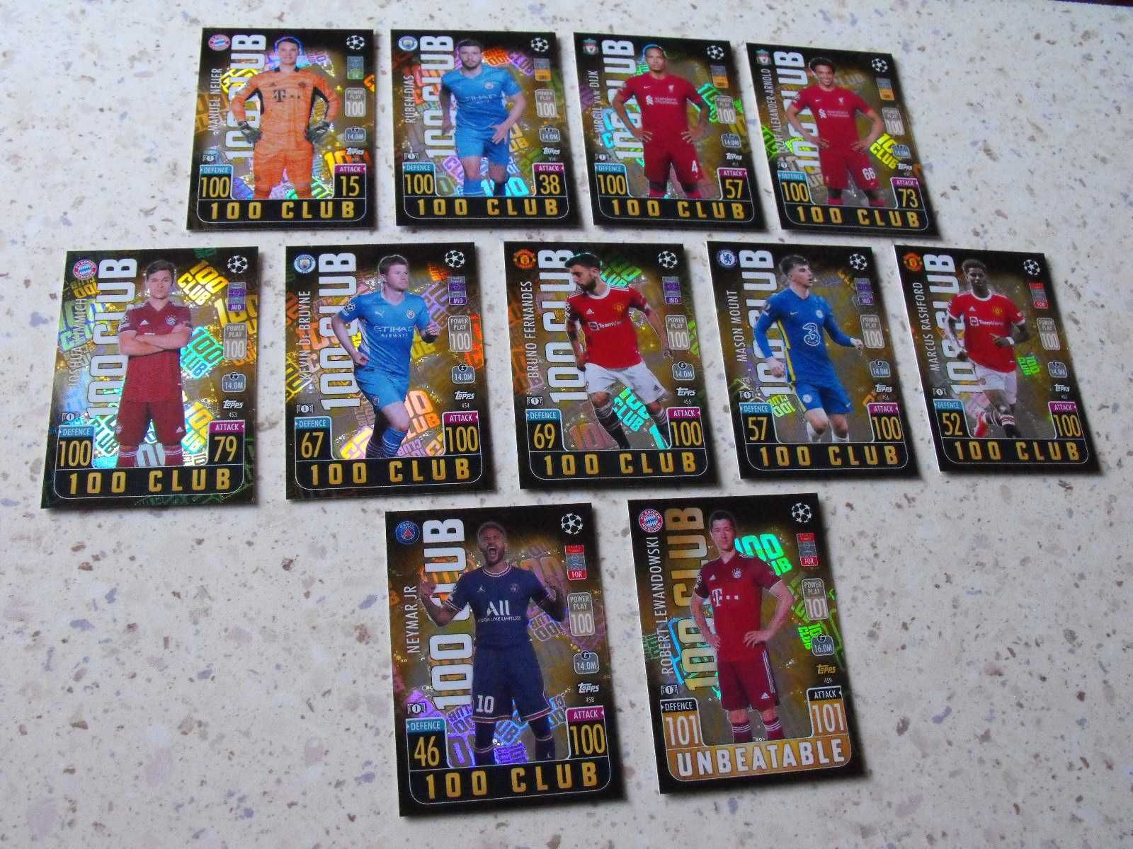 Karty 100 CLUB, topps MATCH ATTAX 2022, komplet 100 CLUB