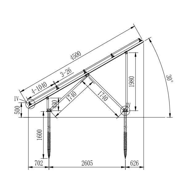 Konstrukcja na grunt 4 x 8 modułów poziomo fotowoltaika