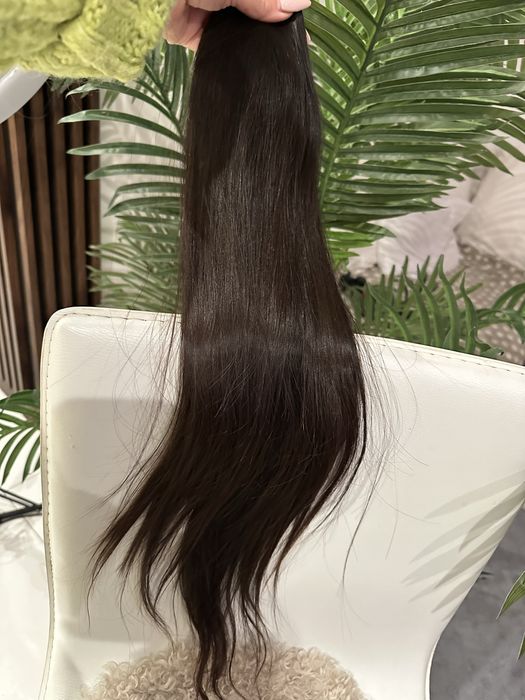 Włosy  dziewicze sciete ciemny brąz 51cm