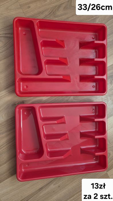 plastikowy czerwony wkład na sztućce do szuflady kuchennej 2 sztuki