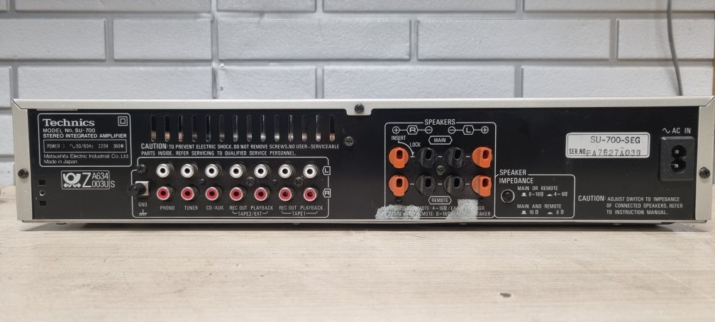 Wzmacniacz HI-FI stereo TECHNICS  SU-700 CLASA  AA. Japan