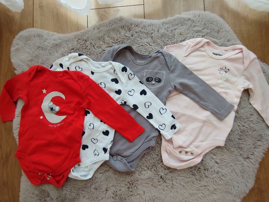 Zestaw 4 bawełniane body długi rękaw Lupilu 62/68