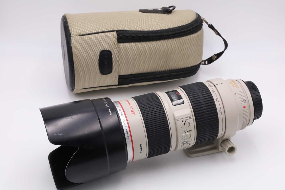 Canon EF 70-200 mm f 2,8 L IS USM zadbany obiektyw + osłona + uchwyt