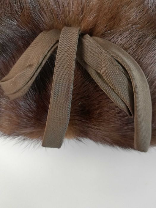 Beret w stylu retro norka futro naturalne