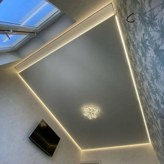 Натяжні стелі матові звягель пістолетний монтаж без пили та бруду