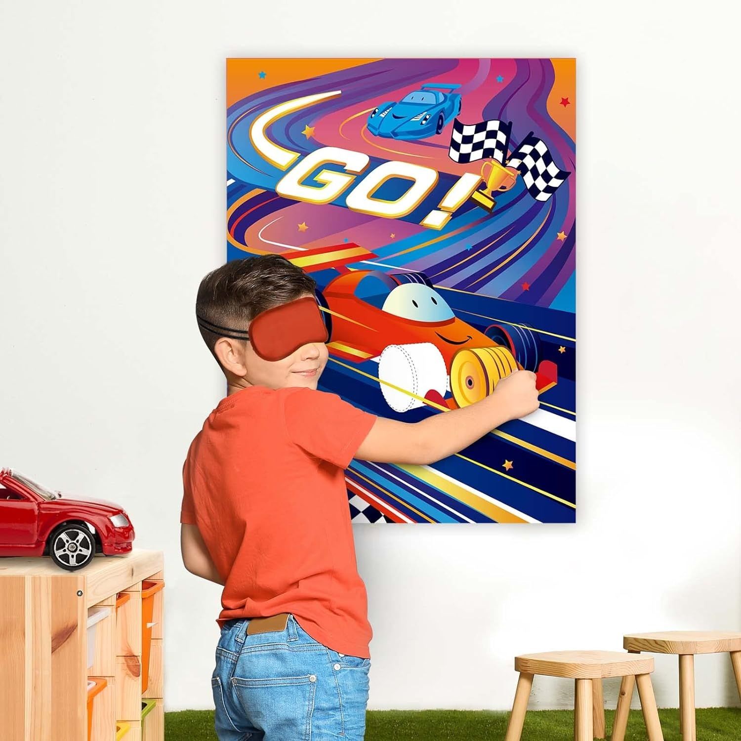 Gra urodzinowa dla dzieci samochód wyścigowy