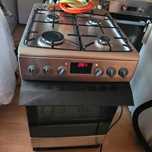 Kuchnia gazowo elektryczna 50 cm INOX z rożnem stan bdb 3 szyby
