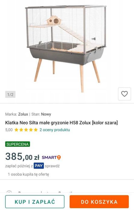 Klatka dla gryzoni, świnki morskiej , chomika , na drewnianych nóżkach