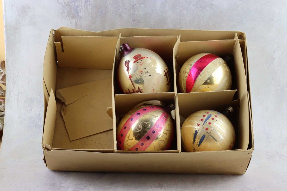 Zestaw dużych bombek retro vintage prl bombki ozdoby świąteczne stare