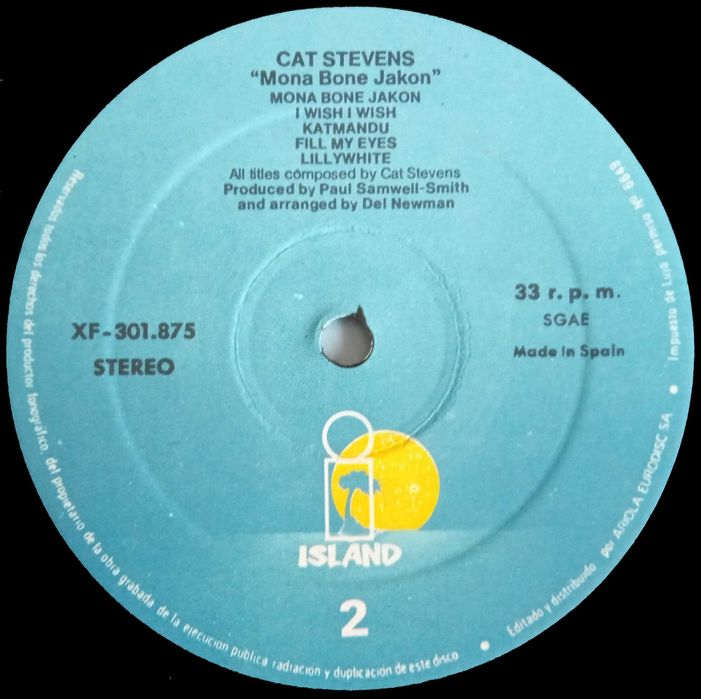 Cat Stevens	- - - - -	Mona Bone Jakon	- - - - -	LP