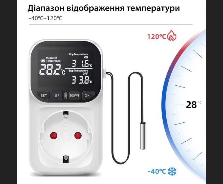 Розетка терморегулятор, термостат, контролер температури