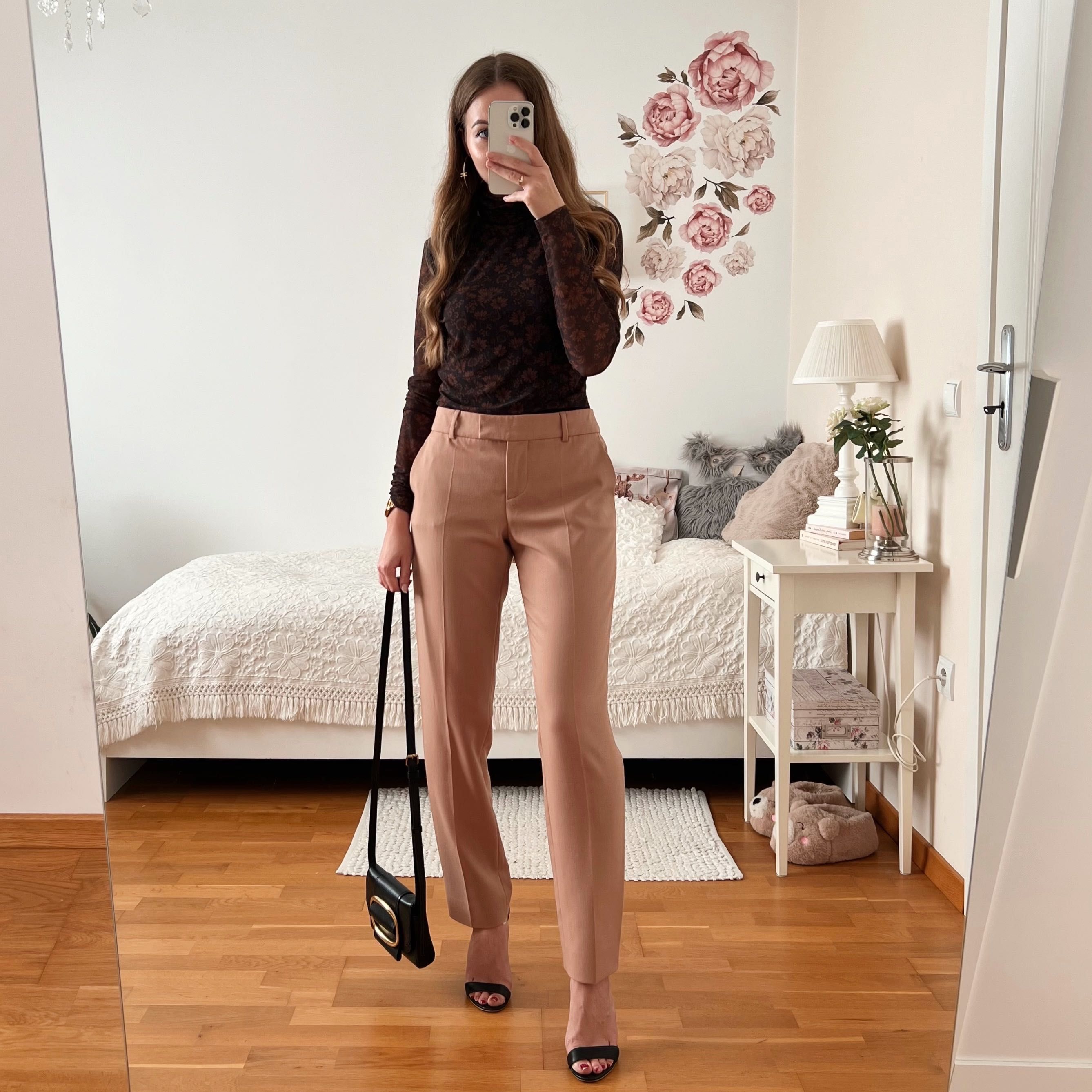 Włoskie beżowe spodnie MISSONI L 40 eleganckie wełna zalando markowe