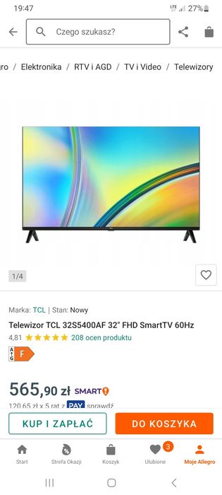 Telewizor TCL 32S5400AF

Kluczowe cechy:

Ekran: 32" LED, Full HD, 192