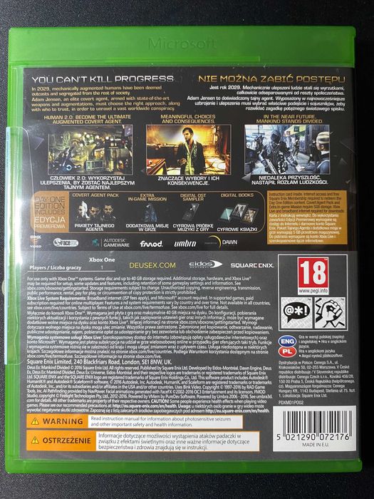 Deus Ex Mankind Divided Rozłam Ludzkości Day One Edition - Xbox One