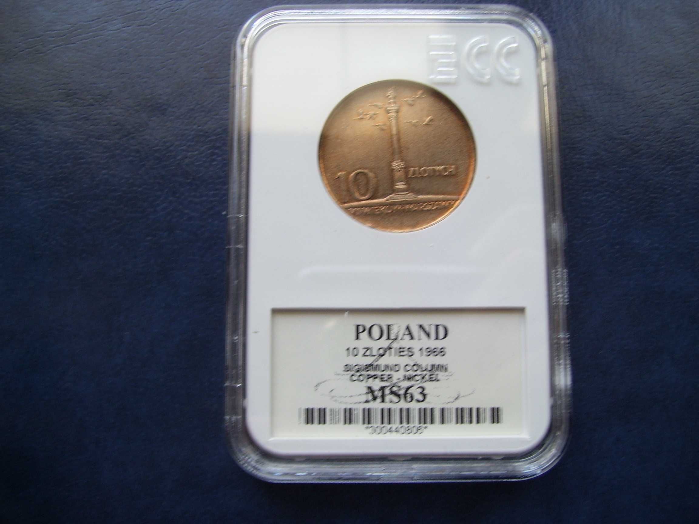 Stare monety 10 złotych 1966 Mała Kolumna MS63 skrętka PRL