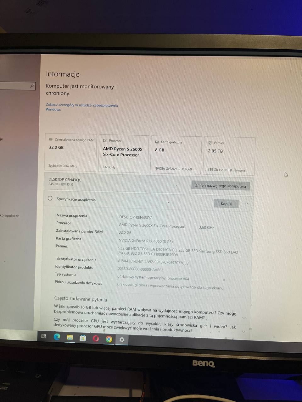 Komputer Gamingowy RTX 4060 8GB AMD Ryzen 5 2600x 32GB