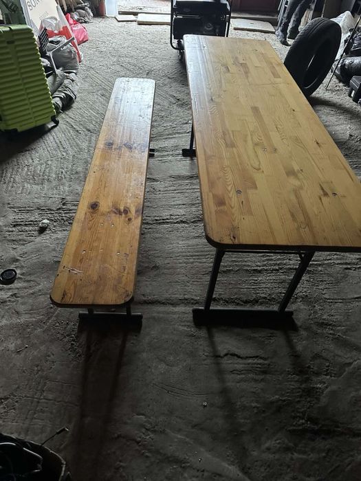 Стол деревянный и 2 лавки складные