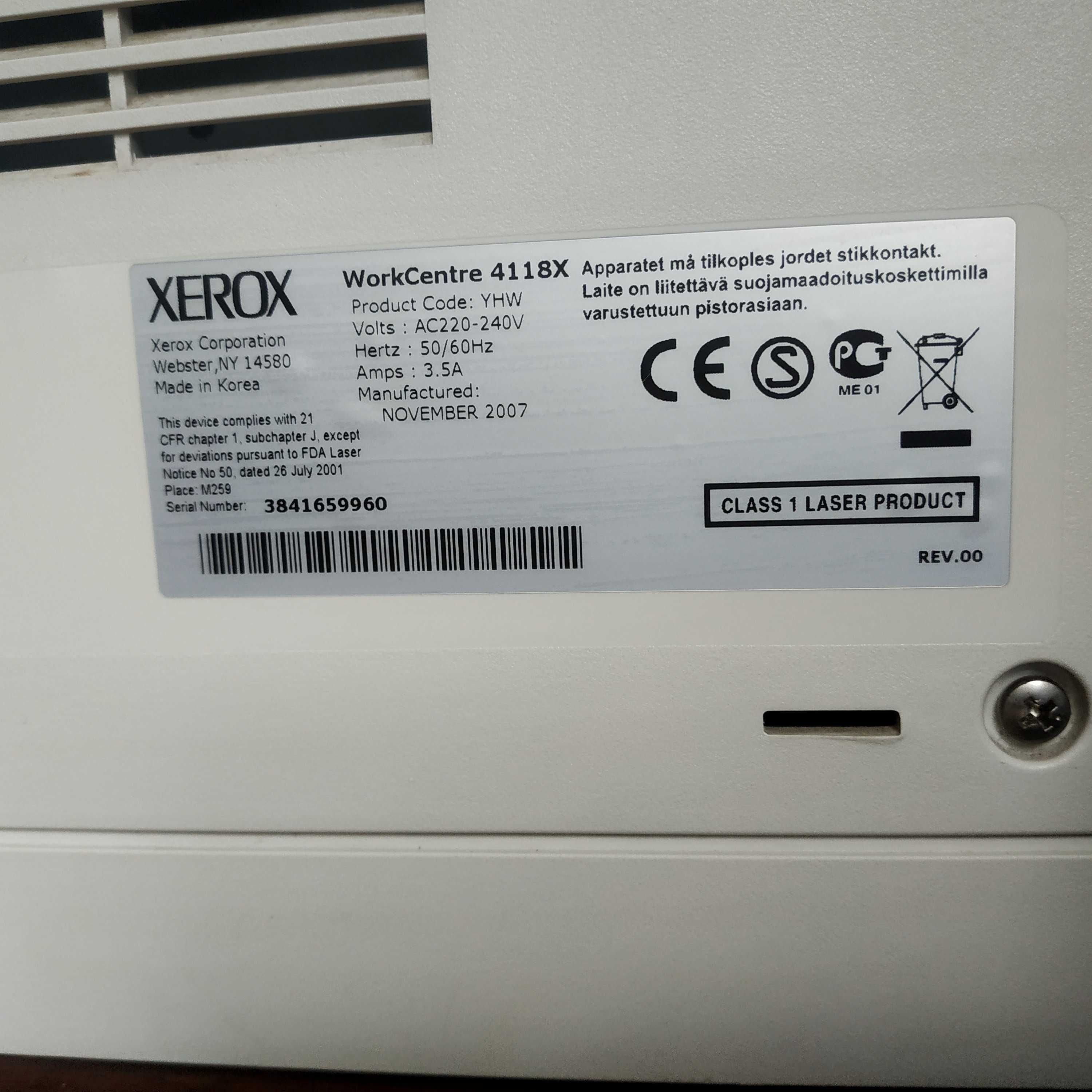 Принтер копир мфу Xerox 4118X