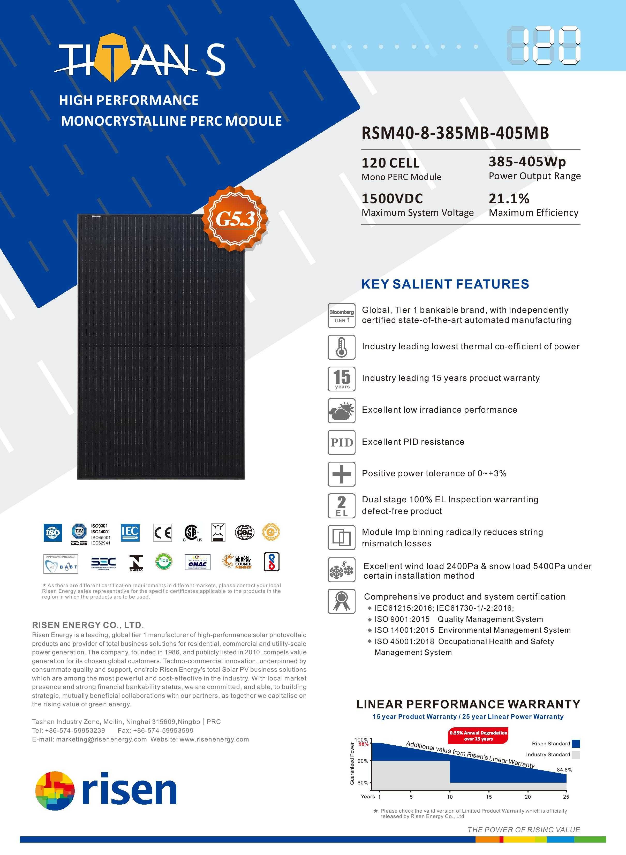 Солнечные панели Risen RSM40-8-400MB 400  Вт W и другие сонячні панелі