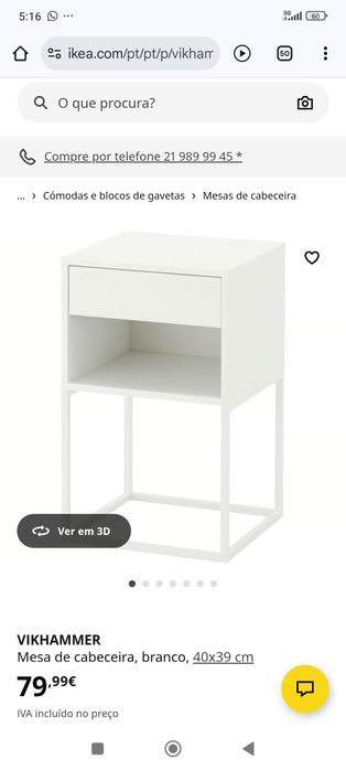 Mesa de cabeceira VIKHAMMER como nova