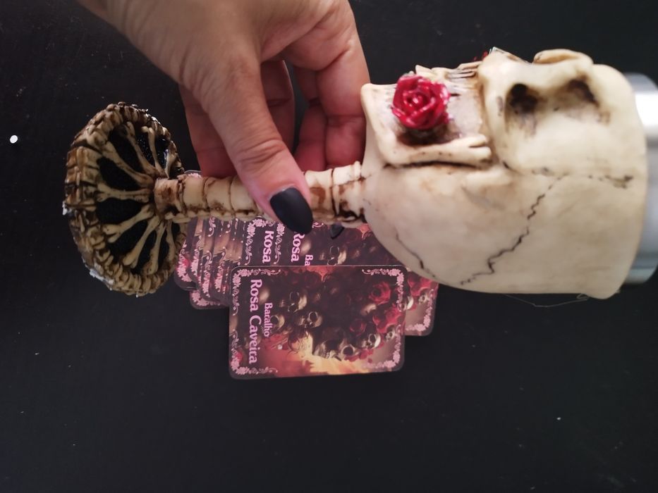 Conjunto Rosa Caveira, Baralho e Copo