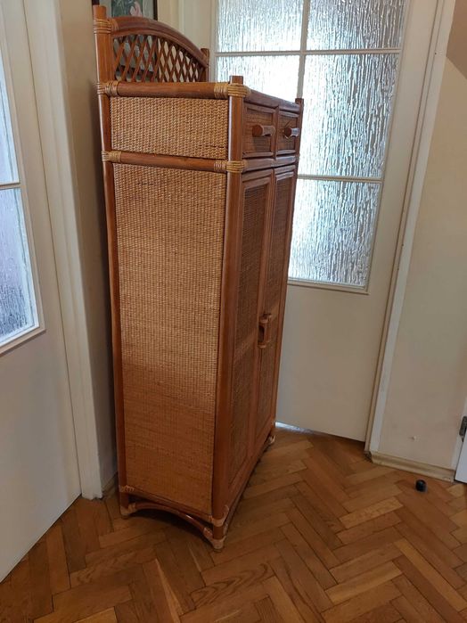 Szafka na buty rattanowa koniakowa