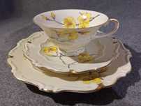 Porcelana Śląska SORAU  Cavalier Mimose TRIO Żary Forsycje  PRZEPIĘKNA