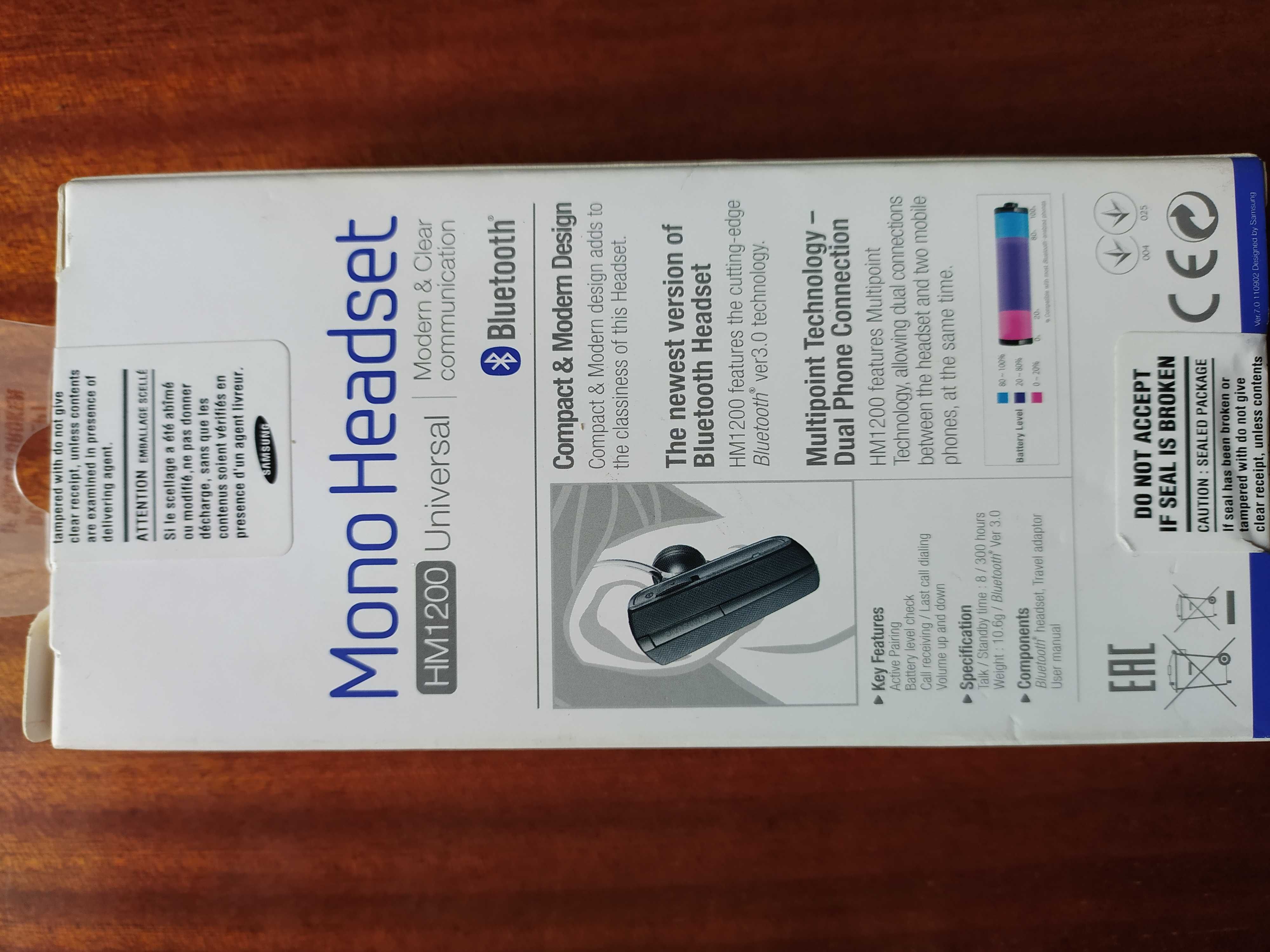 Mono Headset Samsung słuchawka bluetooth HM1200 Universal