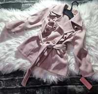 Płaszcz dla dziewczynki pudrowy różowy 146/152 wyprzedaż