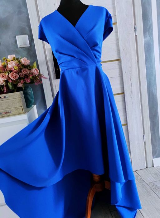 długa balowa suknia asymetryczna rozmiar xl 42 sukienka wieczorowa