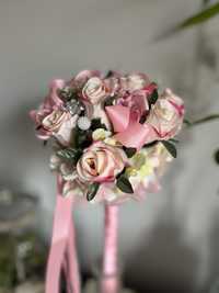 Bukiet sztuczny różowy kwiaty sztuczne róże różowe