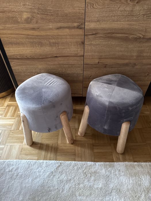 Zestaw 2 Stołków tapicerowanych szarych