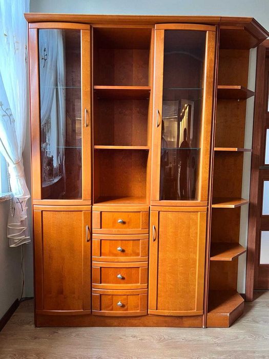 Witrynka drewniana z dostawką, regał, barek