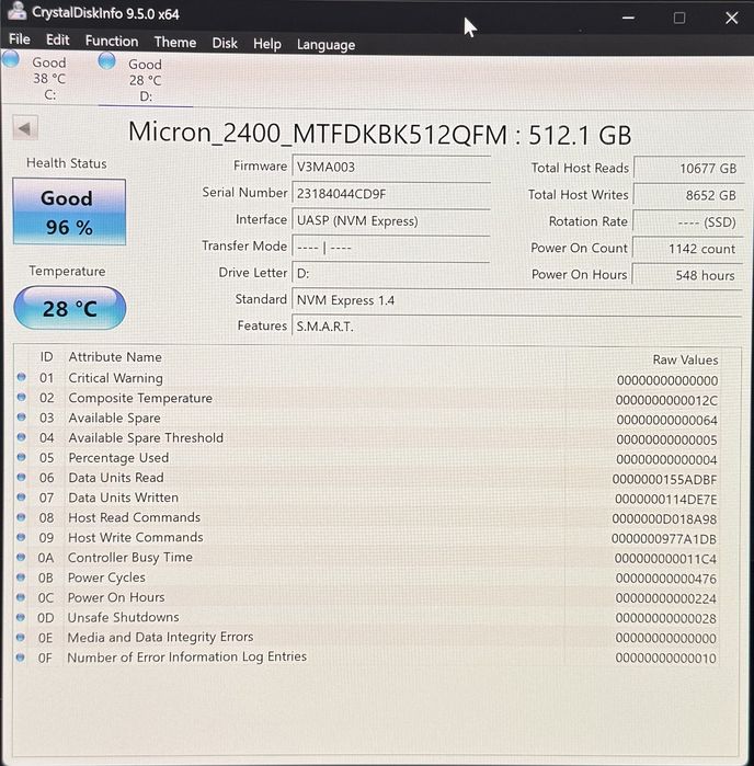 Диск SSD Micron 2400 NVMe PCIe Gen4 2230 SSD 512GB