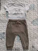 Komplet niemowlęcy, body i spodnie H&M, r. 68