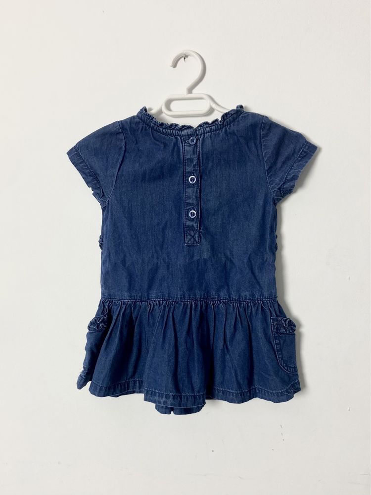 Sukienka jeans falbanki granatowa 6-9m ok 68