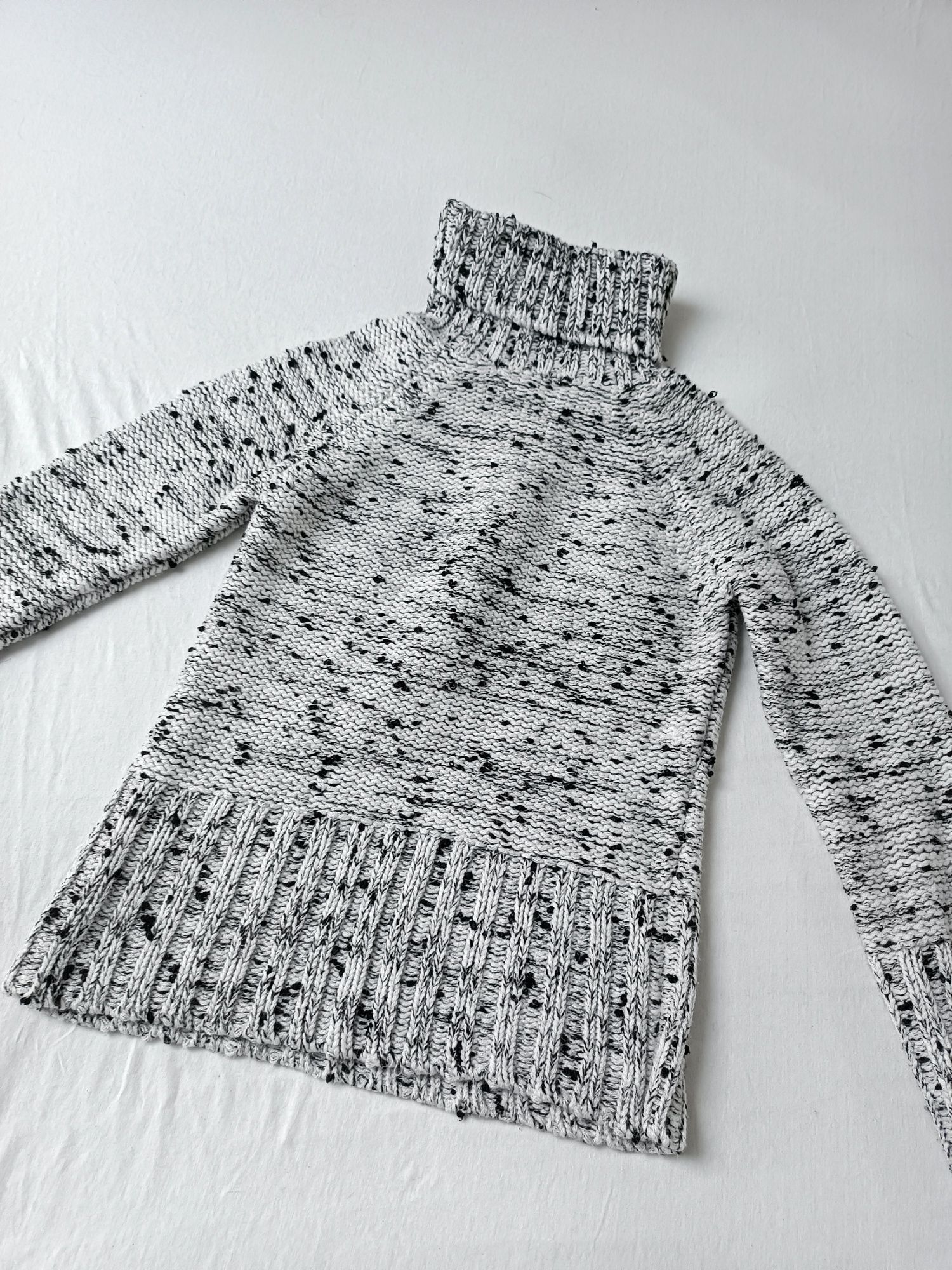 Wełniany sweter damski L XL szary golf gruby mięsisty ciepły