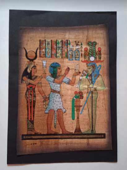 Декор для дома. Египетская картина на папирусе. Декоративная тарелка.